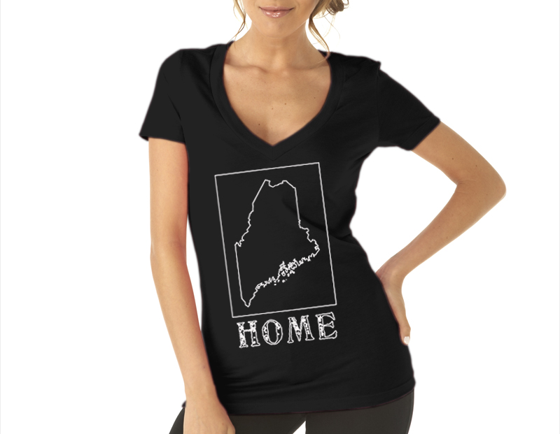 maine home shirt womens black v neck