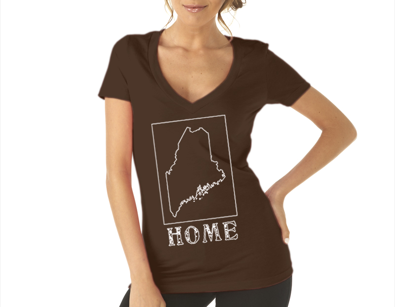 maine home shirt womens brown v neck