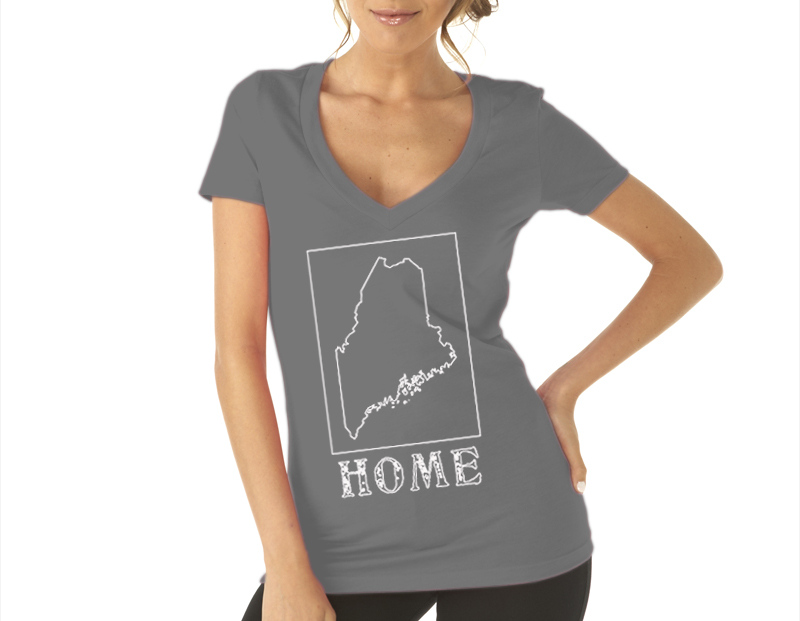 maine home shirt womens gray v neck