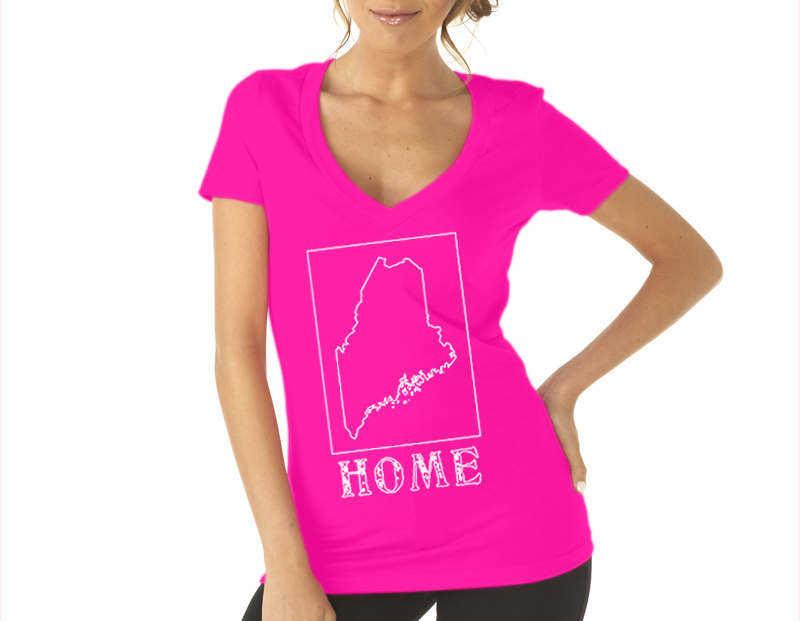maine home shirt hot pink v neck