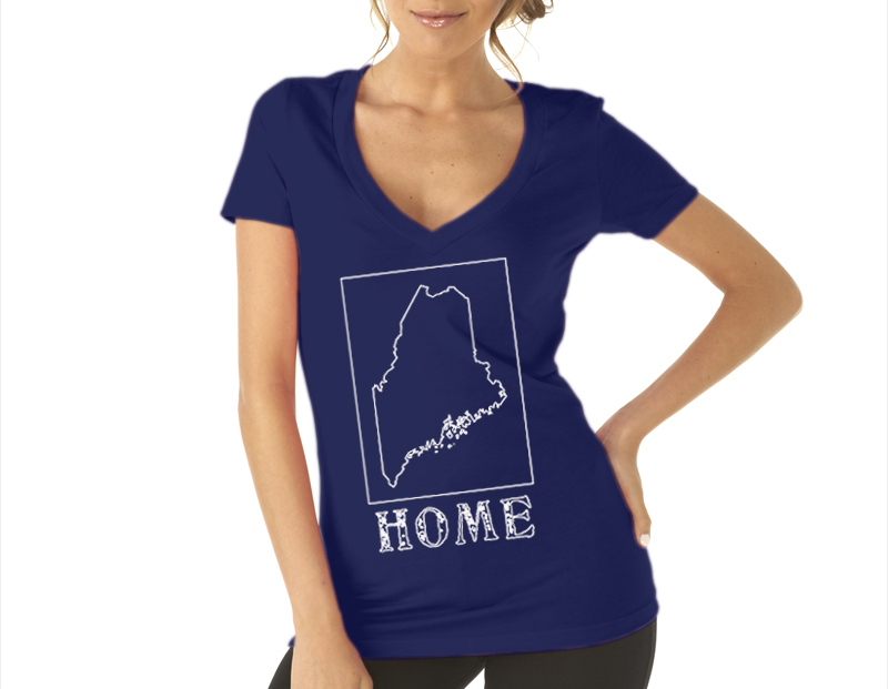 maine home shirt womens navy blue v neck