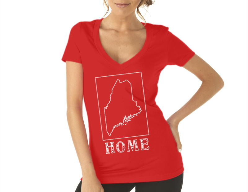 maine home shirt womens red v neck
