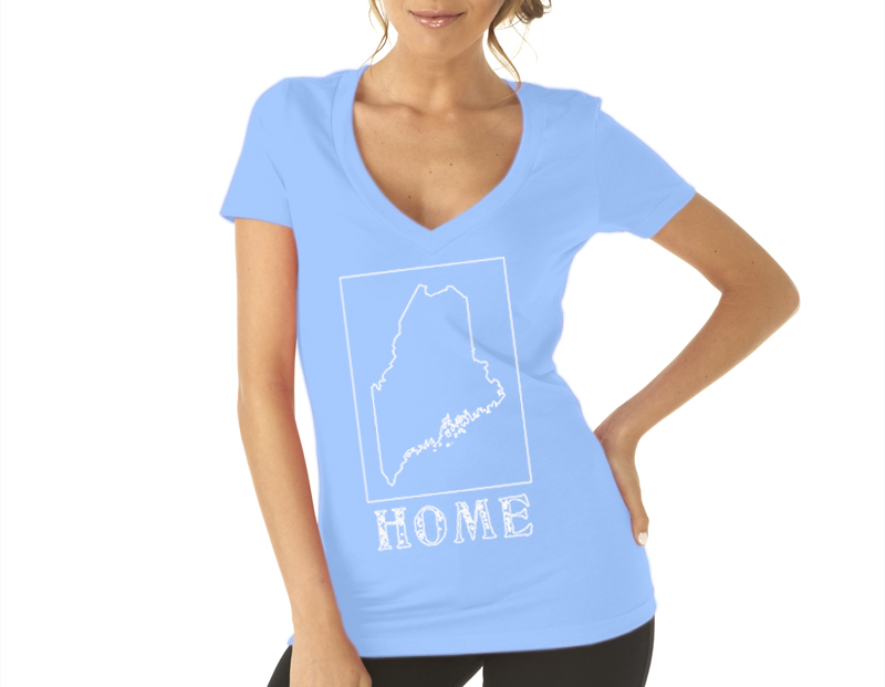 maine home shirt womens sky blue v neck